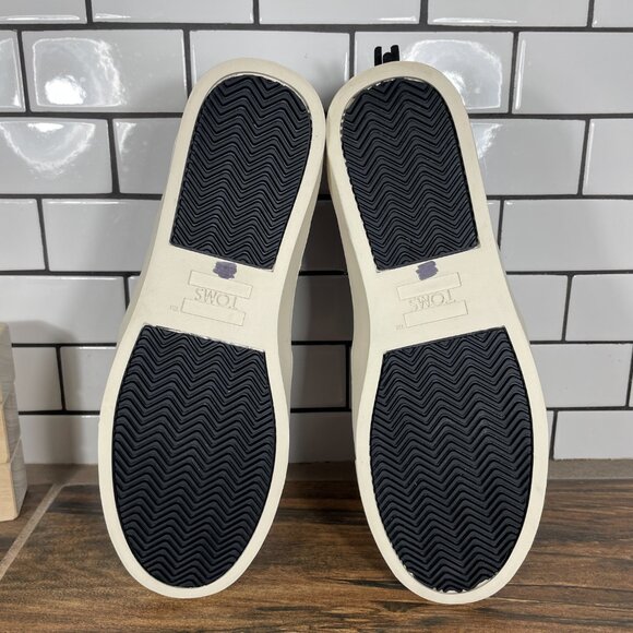 Toms Paxton Womens Size 8.5 Shoes Black Croc Embossed Leather Faux Fur Sneaker - Picture 7 of 13